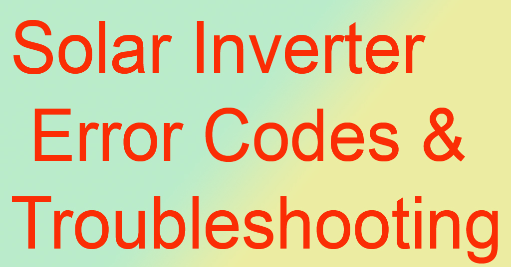 inverter Error Codes
